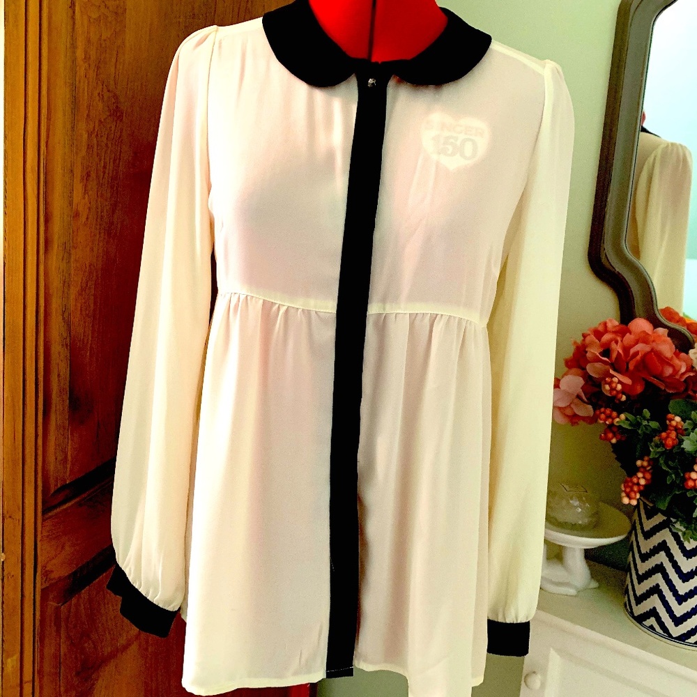 White Collared Top
